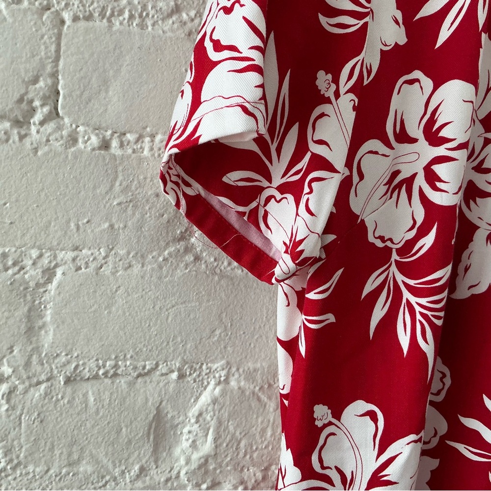 Caribbean Joe Dress Red White Floral Print Button Up Midi Wedding Guest Tropical - Picture 6 of 13